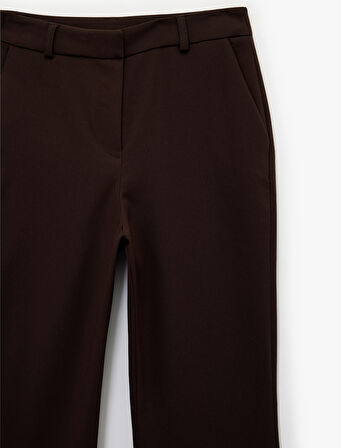 Yüksek Bel Viskon Karışımlı İspanyol Paça Kumaş Pantolon