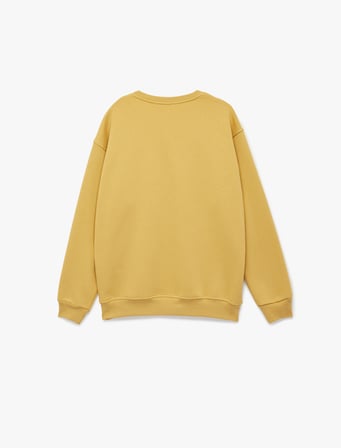 Uzun Kollu Bisiklet Yaka Oversize Baskılı Sweatshirt