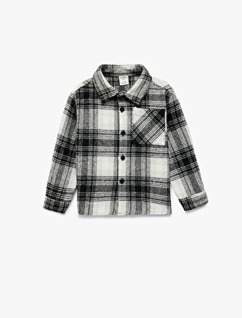 Uzun Kollu Klasik Yaka Cepli Düğmeli Oduncu Gömleği