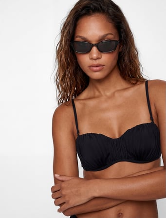 Arkası Bağlamalı Balenli Straplez Bikini Üstü
