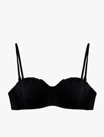 Arkası Bağlamalı Balenli Straplez Bikini Üstü