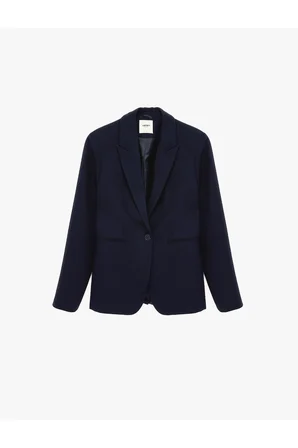 Lacivert Kadın / Kız Düğmeli Cepli Geniş Yaka Krep Blazer Ceket Model Kodu: 6SAK50039UWLacivert