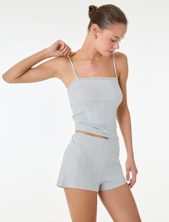 Pamuklu Dokulu Slim Fit Şort Pijama Altı 