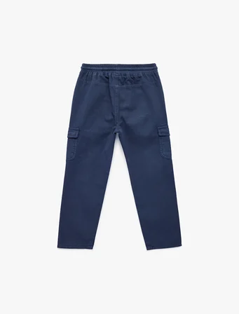 Pamuklu  Beli Bağlamalı Gabardin Kargo Pantolon