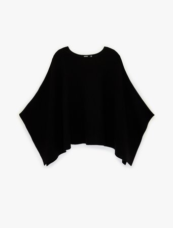 Uzun Yarasa Kollu Bisiklet Yaka Oversize Triko Panço