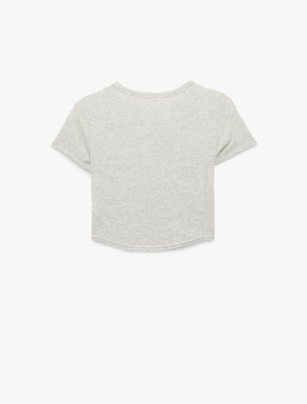 Kısa Kollu Bisiklet Yaka Slim Fit Modal Crop Spor Tişört