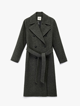 Trenç Kaban Uzun Kollu Cepli Kruvaze Kemerli