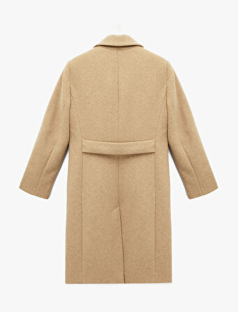 Cepli Uzun Kollu Kruvaze Düğmeli Kaşe Kaban