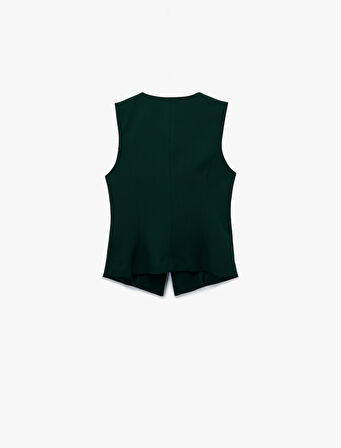 Bisiklet Yaka Düğmeli Blazer Yelek