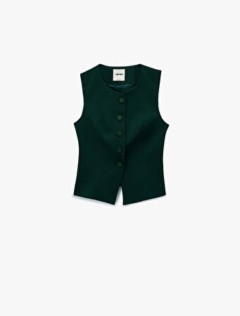 Bisiklet Yaka Düğmeli Blazer Yelek