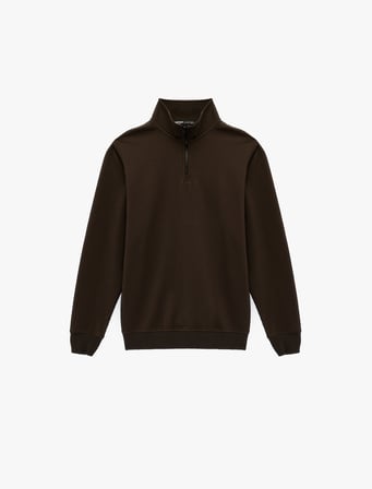 Uzun Kollu Regular Fit Fitilli Yarım Fermuarlı Sweatshirt