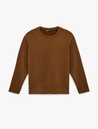 Uzun Kollu Pamuklu Basic Bisiklet Yaka Sweatshirt