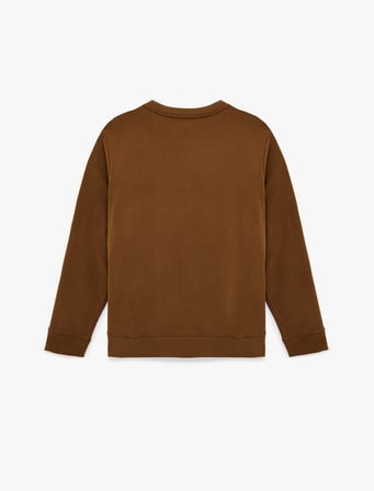Uzun Kollu Pamuklu Basic Bisiklet Yaka Sweatshirt