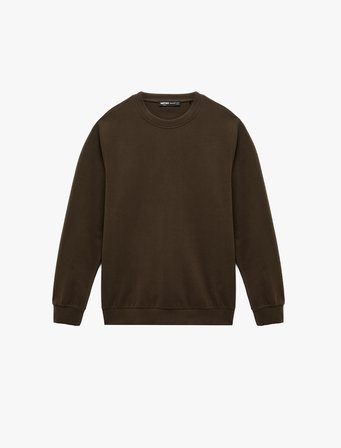 Pamuklu Regular Fit Uzun Kollu Bisiklet Yaka Basic Sweatshirt