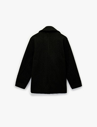 Cepli Uzun Kollu Kruvaze Düğmeli Buklet Kaban