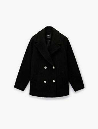 Cepli Uzun Kollu Kruvaze Düğmeli Buklet Kaban