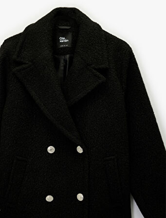 Cepli Uzun Kollu Kruvaze Düğmeli Buklet Kaban