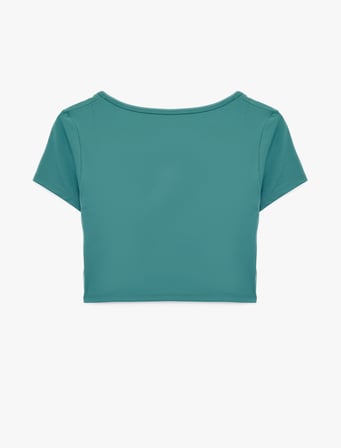 Slim Fit Kısa Kollu U Yaka Spor Crop Tişört