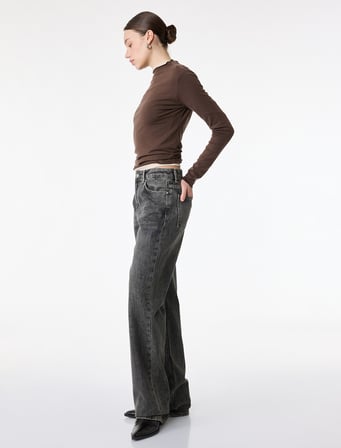 Pamuklu Duble Paça Normal Bel Cepli Düğmeli Denim Pantolon - Straight Fit Jean