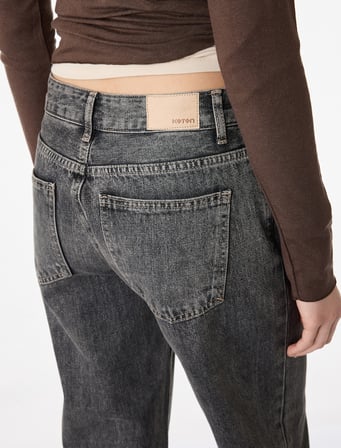 Pamuklu Duble Paça Normal Bel Cepli Düğmeli Denim Pantolon - Straight Fit Jean