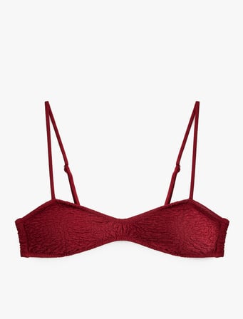 Dokulu Straplez Bikini Üstü