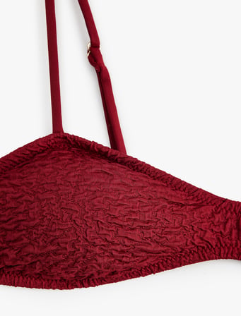 Dokulu Straplez Bikini Üstü