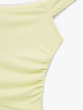 Modal Karışımlı Dantel Detaylı Slim Fit Asimetrik Kolsuz Bluz