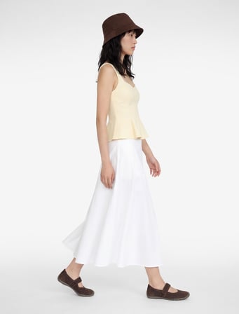 U Yaka Slim Fit Peplum Kolsuz Bluz