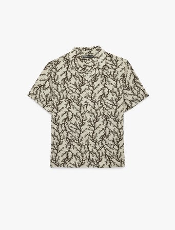 Regular Fit Kısa Kollu Devrik Yaka Desenli Gömlek