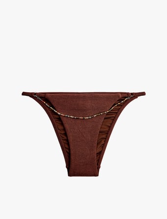 Çıkarılabilir Boncuk Zincir Detaylı İpli Brazilian Bikini Altı