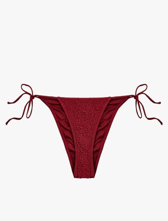 Yanları İpli Dokulu Slip Bikini Alt