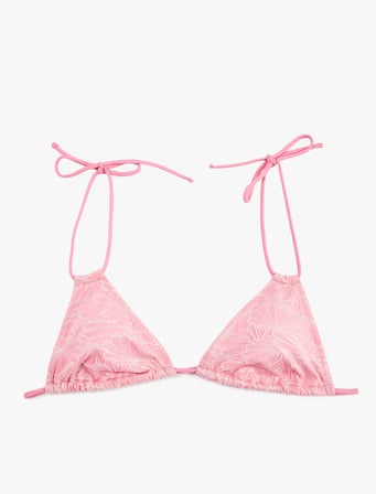 Koton X Sibil Çetinkaya - Çift Bağlama Detaylı Dokulu Çiçekli Bikini Üstü