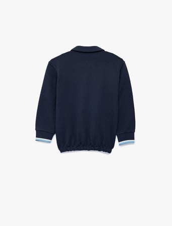Pamuklu Cepli Uzun Kollu Oversize Polo Yaka Fermuarlı Sweatshirt