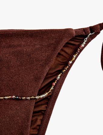 Çıkarılabilir Boncuk Zincir Detaylı Slip Bikini Altı