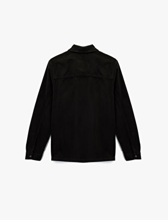 Regular Fit Uzun Kollu Cep Detaylı Fermuarlı Gömlek Ceket