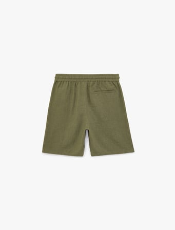 Regular Fit Cepli Bermuda Beli Bağcıklı Şort