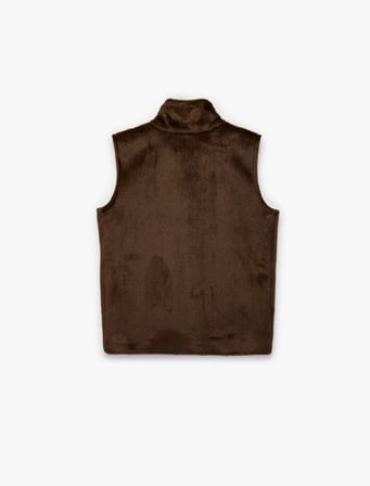 Çıt Çıt Düğme Detaylı Kolsuz Oversize Dik Yaka Suni Kürk Yelek