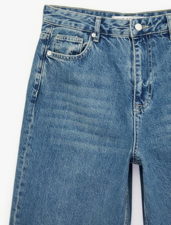 Pamuklu Rahat Kalıp Normal Paça Balon Denim Pantolon -Balloon Jean