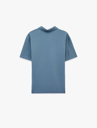 Regular Fit Kısa Kollu Dokulu Pamuklu Polo Yaka Tişört