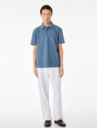 Regular Fit Kısa Kollu Dokulu Pamuklu Polo Yaka Tişört