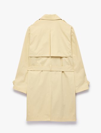 Pamuklu Uzun Kollu Düğmeli Kruvaze Kemerli Oversize Gabardin Trençkot
