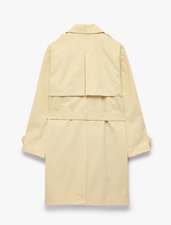 Pamuklu Uzun Kollu Düğmeli Kruvaze Kemerli Oversize Gabardin Trençkot