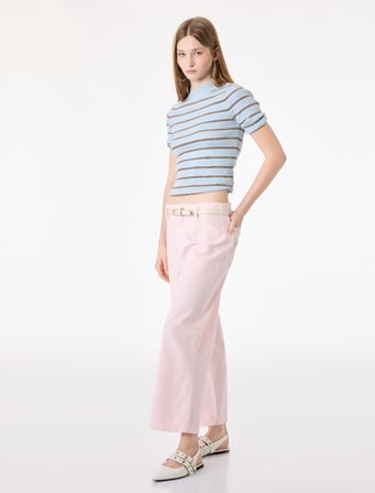 Kemer Detaylı Pamuklu Kısa Geniş Paça Pantolon - Wide Leg Jeans