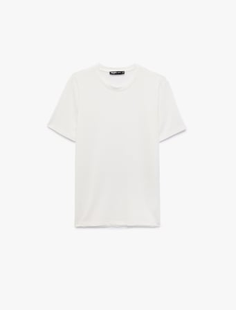Bisiklet Yaka Viskon Karışımlı Kısa Kollu Basic Slim Fit Tişört