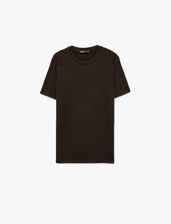 Bisiklet Yaka Viskon Karışımlı Kısa Kollu Basic Slim Fit Tişört