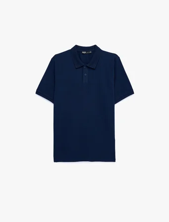 Pamuklu Kısa Kollu Pike Kumaş Düğmeli Polo Yaka Slim Fit Tişört