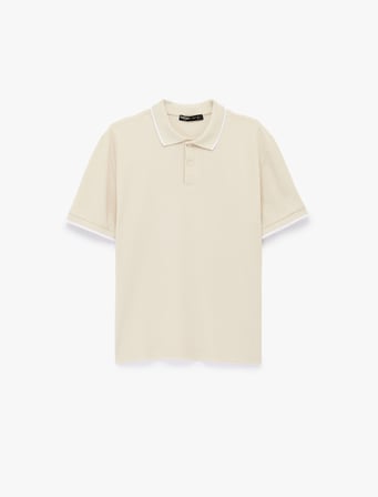 Kısa Kollu Pamuklu Pike Kumaş Düğmeli Polo Yaka Slim Fit Tişört