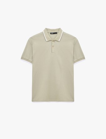 Kısa Kollu Pamuklu Pike Kumaş Düğmeli Polo Yaka Slim Fit Tişört
