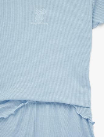 Kaşkorse Fiyonk İşleme Detaylı Şortlu Pijama Takımı