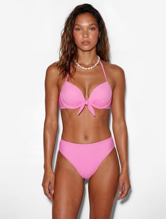 Kalp Yaka Fiyonk Detaylı Push-Up Bikini Üstü